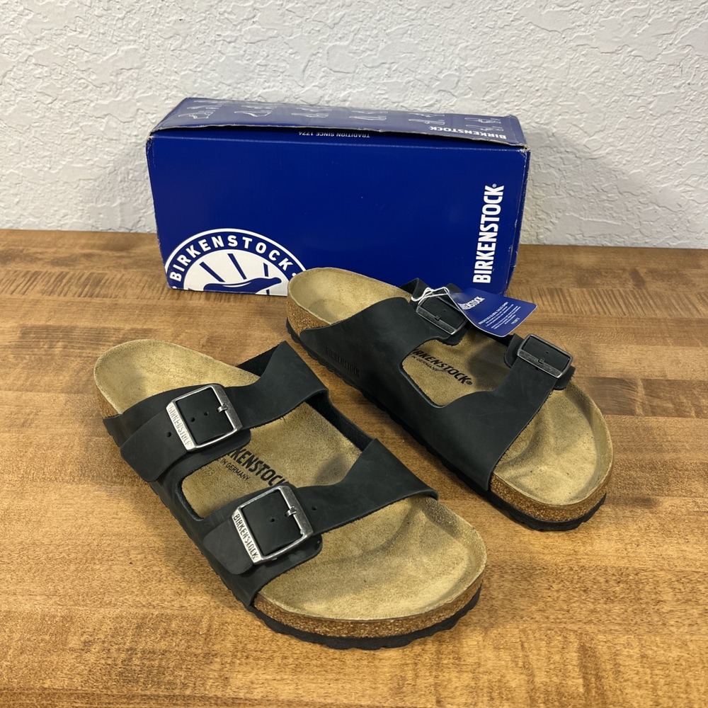 Birkenstock Arizona Oiled Leather Sandals 0552111 Black 45 Size 12 UK 10.5